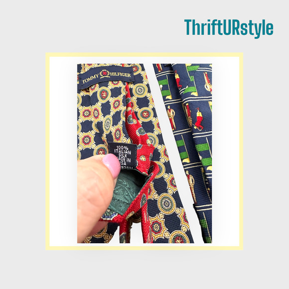 Tommy Hilfiger ties (lot of 3) Classic men's neck ties, golf theme, 100%‎ silk - Picture 6 of 7